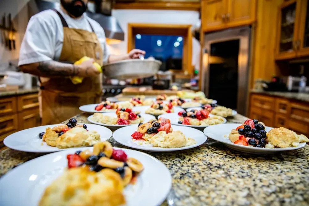 Dessert course plated at the Alaska Steelhead Co. lodge