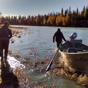 Drift boat on a Kenai Peninsula river